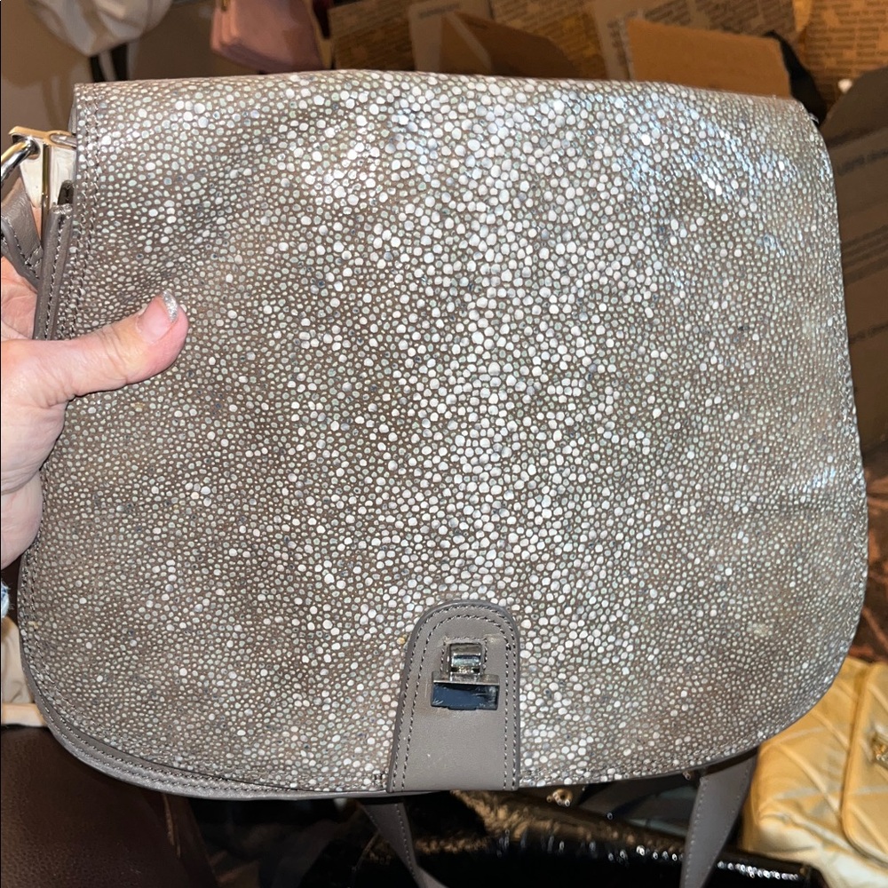 Gray Stingray-Texture Crossbody Bag - Badgley Mischka